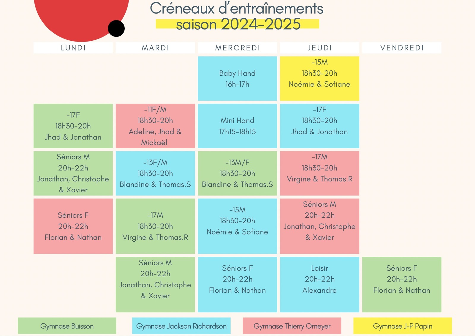 CRENEAUX ENTRAINEMENTS SAISON 2024-2025